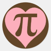 Chocolade Pi Hart Ronde Sticker (Voorkant)