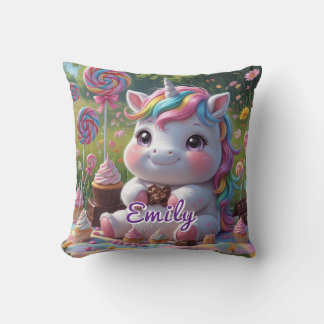 Chocolade Picnic Unicorn Kussen – Bewerkbare naam