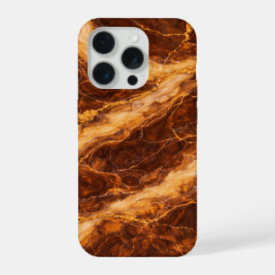 Chocolade Pindakaas Marmer met Gouden Aders iPhone 15 Pro Case