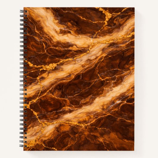 Chocolade Pindakaas Marmer met Gouden Aders Notitieboek (Voorkant)