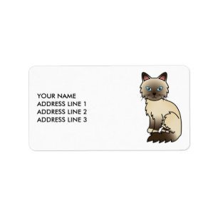 Chocolade Point Birman/Ragdoll Cat & Custom Text Etiket