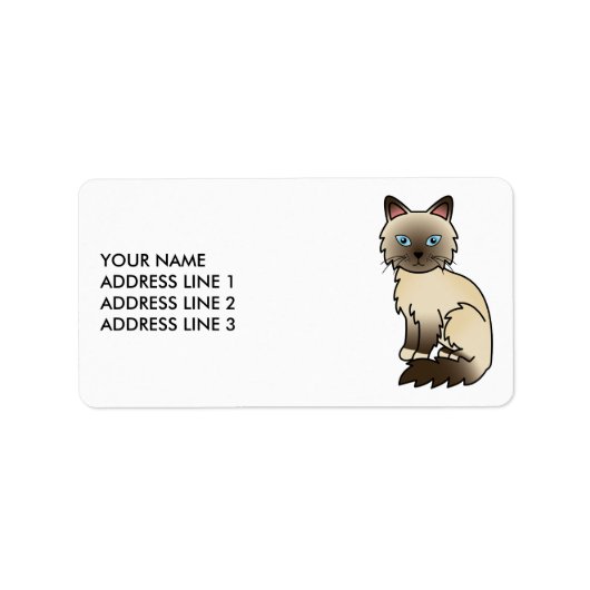 Chocolade Point Birman/Ragdoll Cat & Custom Text Etiket (Voorkant)