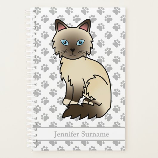 Chocolade Point Birman/Ragdoll Kat En Pootafdrukke Planner (Voorkant)