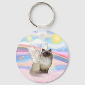 Chocolade Point Himalayan Cat Angel Sleutelhanger (Voorkant)