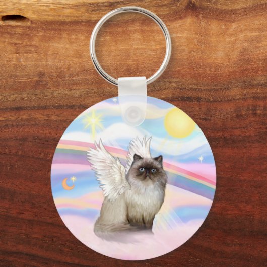 Chocolade Point Himalayan Cat Angel Sleutelhanger (Voorkant)