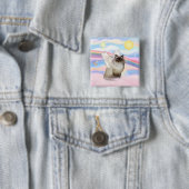Chocolade Point Himalayan Cat Angel Vierkante Button 5,1 Cm (In situ)