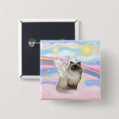 Chocolade Point Himalayan Cat Angel Vierkante Button 5,1 Cm (Voorkant /achterkant)