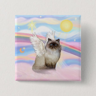 Chocolade Point Himalayan Cat Angel Vierkante Button 5,1 Cm