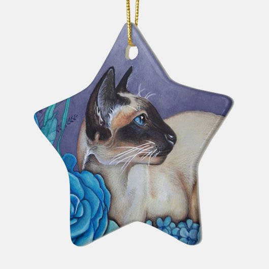 Chocolade Point Siamese Cat Keramisch Ornament (Links)