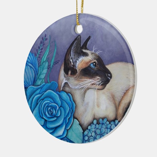 Chocolade Point Siamese Cat Keramisch Ornament (Links)