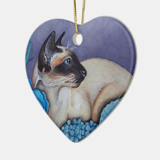 Chocolade Point Siamese Cat Keramisch Ornament (Links)
