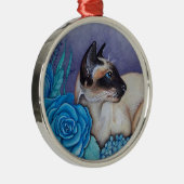 Chocolade Point Siamese Cat Metalen Ornament (Rechts)