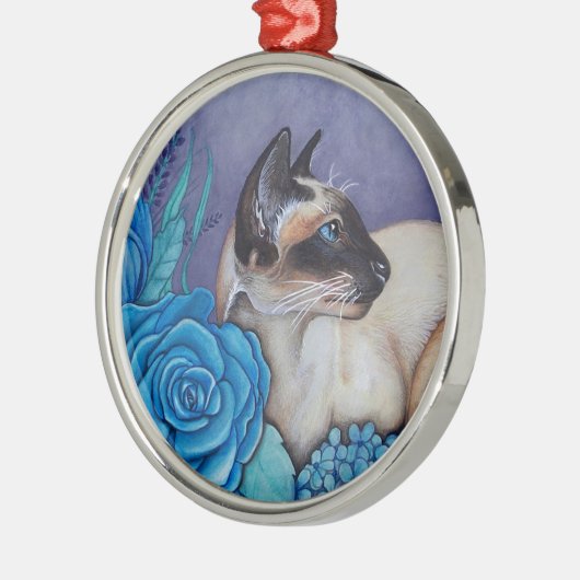 Chocolade Point Siamese Cat Metalen Ornament (Links)