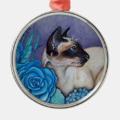 Chocolade Point Siamese Cat Metalen Ornament (Voorkant)