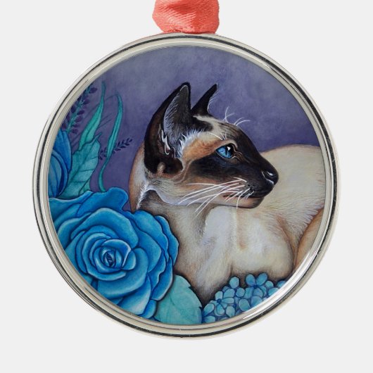 Chocolade Point Siamese Cat Metalen Ornament (Voorkant)
