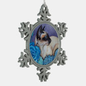 Chocolade Point Siamese Cat Tin Sneeuwvlok Ornament (Links)