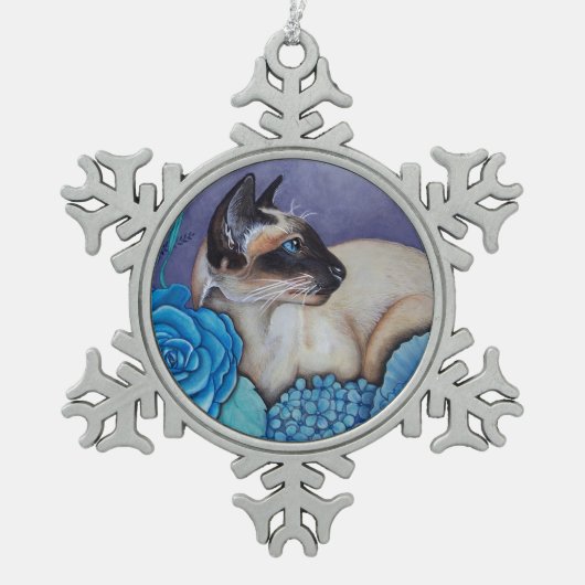 Chocolade Point Siamese Cat Tin Sneeuwvlok Ornament (Voorkant)
