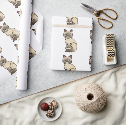 Chocolade Point Tabby Birmaans / Ragdoll Kat Patro Cadeaupapier (Crafts)