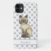 Chocolade Point Tabby Birmaanse Kat & Naam Case-Mate iPhone Case (Achterkant)