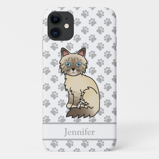 Chocolade Point Tabby Birmaanse Kat & Naam Case-Mate iPhone Case (Achterkant)