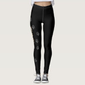 Chocolade Point Tabby Birmaanse Kat & Zwarte Poota Leggings (Voorkant)