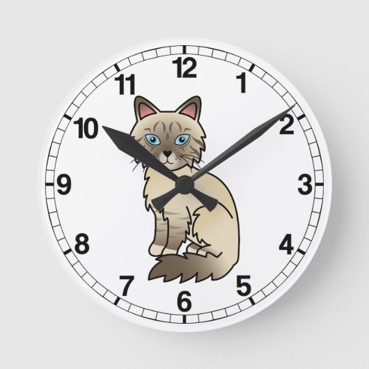 Chocolade Point Tabby Birmaanse / Ragdoll kat Ronde Klok (Voorkant)