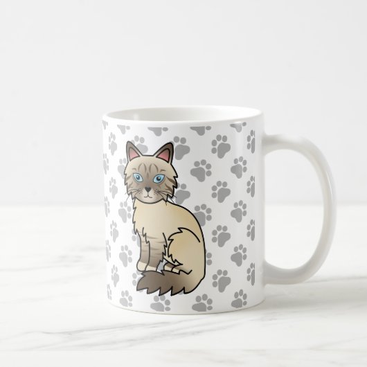 Chocolade Point Tabby Birman/Ragdoll Kat & Pootjes Koffiemok (Rechts)