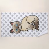 Chocolade Point Tabby Birman/Ragdoll Kat & Pootjes Strandlaken (Voorkant)