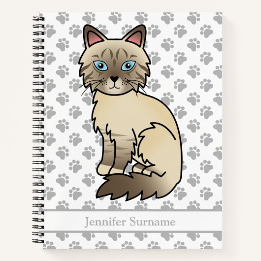 Chocolade Point Tabby Birman/Ragdoll Kat & Tekst Notitieboek (Voorkant)