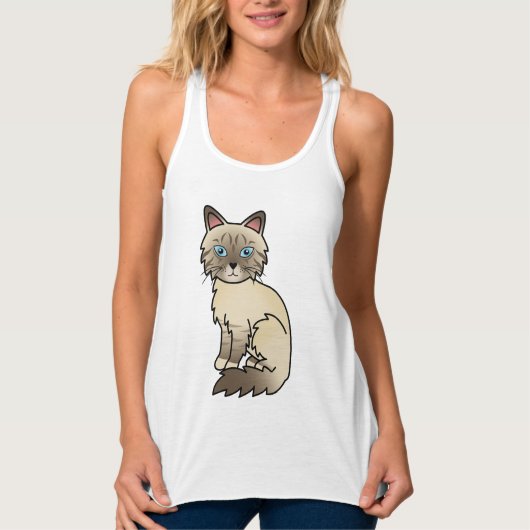 Chocolade Point Tabby Birman / Ragdoll Mooie Kat Tanktop (Voorkant)