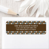 Chocolade Polkadots Retouradres Labels (blauw) (Insitu)