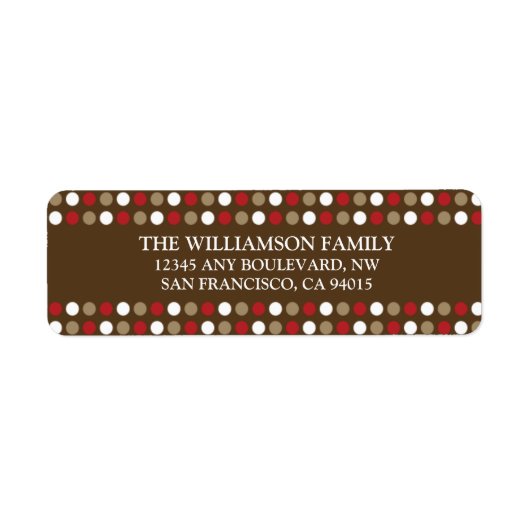 Chocolade Polkadots Retouradres Labels (rood) (Voorkant)