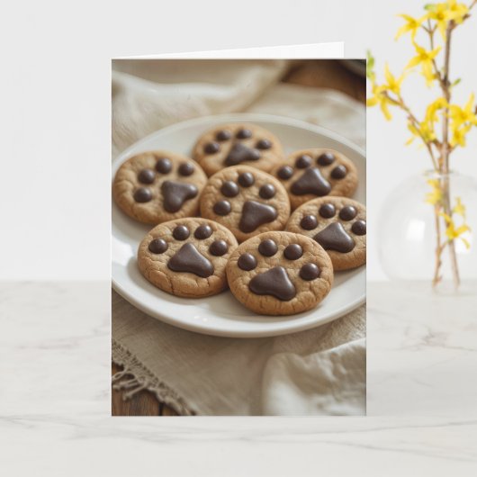 Chocolade Pootafdruk Koekjes Kaart (Gele Bloem)