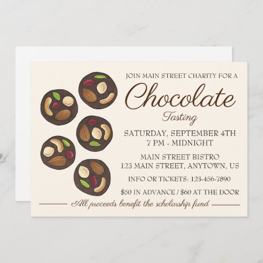 Chocolade Proeven Mendiants Chocolade Maken Evenem Kaart (Voorkant / Achterkant)