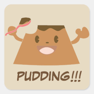 Chocolade PUDDEN!!! Cute Kawaii Vierkante Sticker