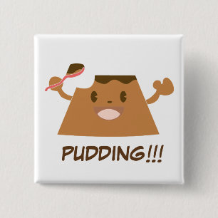Chocolade PUDDEN!!! Vierkante Button 5,1 Cm