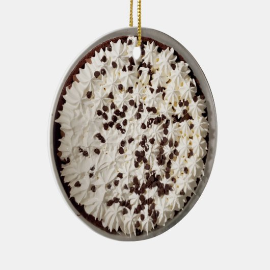 Chocolade Pudding Pie en gehakte kerst met crème Keramisch Ornament (Rechts)