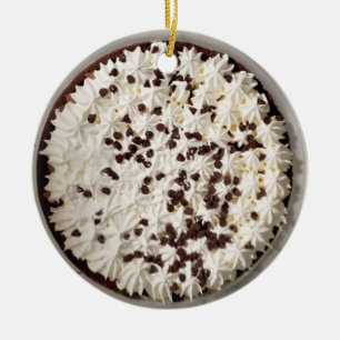 Chocolade Pudding Pie en gehakte kerst met crème Keramisch Ornament