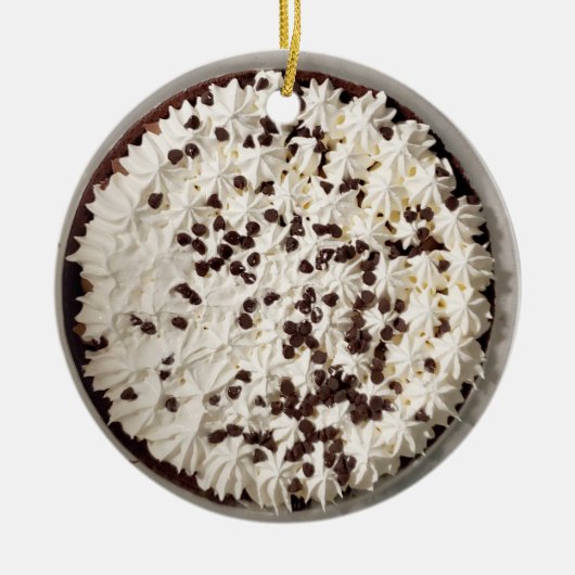Chocolade Pudding Pie en gehakte kerst met crème Keramisch Ornament (Voorkant)