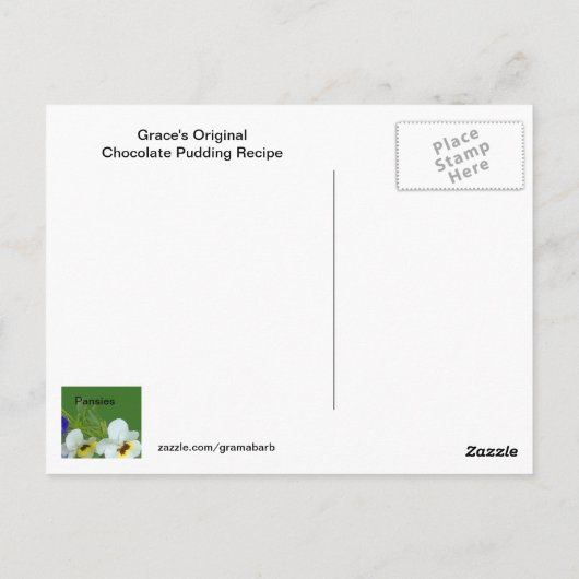 Chocolade Pudding Recipe Briefkaart (Achterkant)