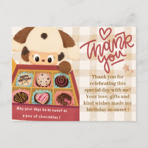 Chocolade Puppy Bedanktkaart Cute verjaardag Briefkaart