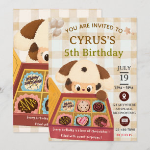 Chocolade Puppy Verjaardagsuitnodiging Kaart