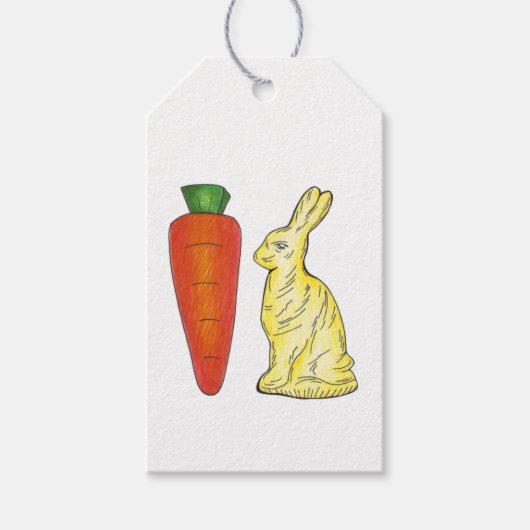 Chocolade Rabbit Bunny Carrot Happy Pasen Cadeaulabel (Voorkant)