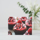 Chocolade Raspberry Cupcake Briefkaart (Staand voorkant)