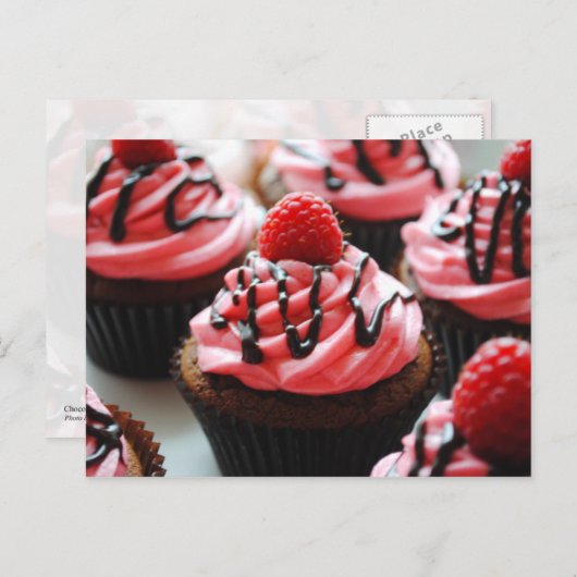 Chocolade Raspberry Cupcake Briefkaart (Voorkant / Achterkant)
