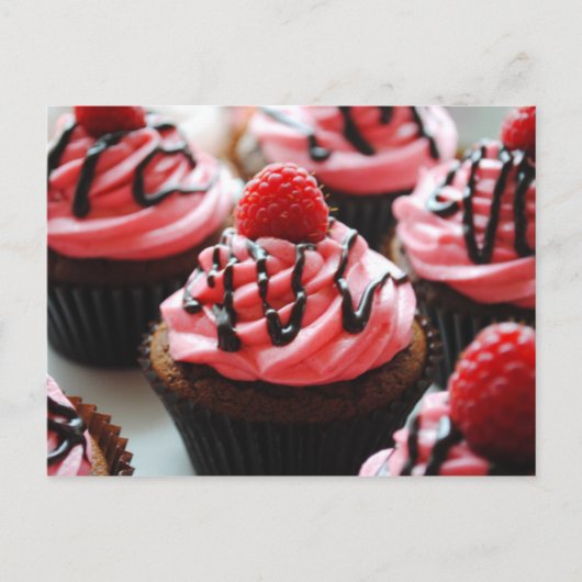 Chocolade Raspberry Cupcake Briefkaart (Voorkant)