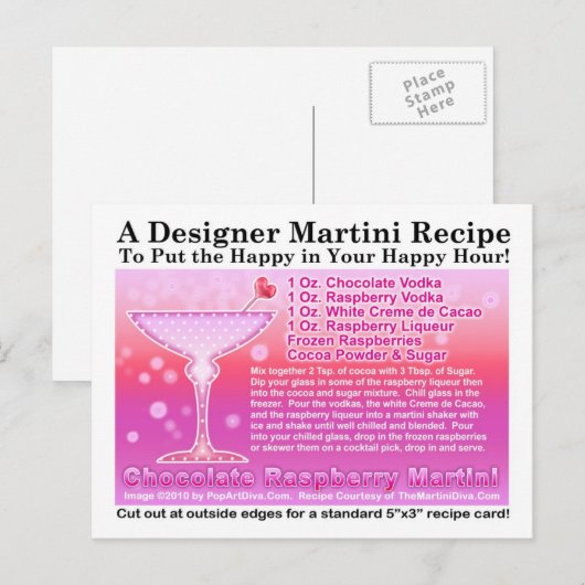 Chocolade Raspberry Martini Recept Ansichtkaart Briefkaart (Voorkant / Achterkant)