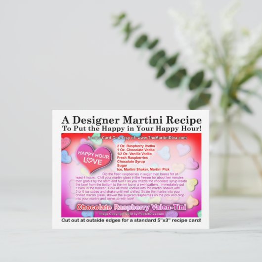 Chocolade Raspberry Valentijn Martini Briefkaart (Staand voorkant)