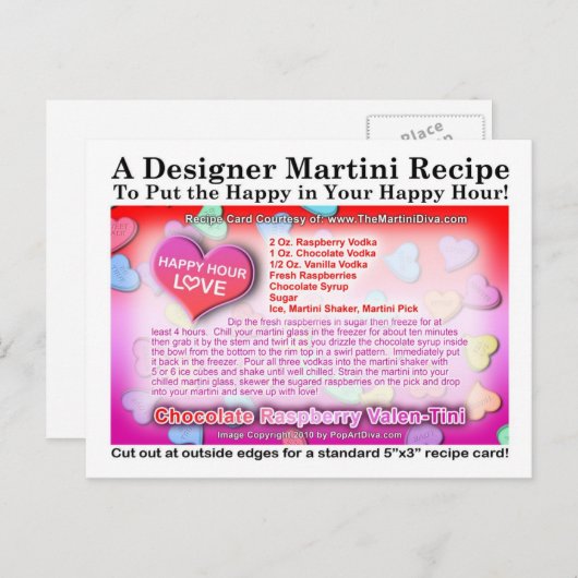 Chocolade Raspberry Valentijn Martini Briefkaart (Voorkant / Achterkant)