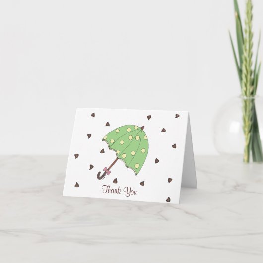 Chocolade Regen Paraplu Regendruppels Dank Je Noti Bedankkaart (Voorkant)